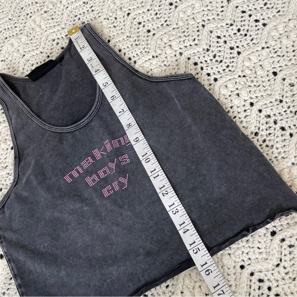 Voight by Valentina Making Boys Cry Rhinestone Y2K Crop Tank Washed Blac… - Picture 5 of 8